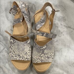 Mossimo Supply Co. Snake-Print Platform Sandals in Beige and Gray